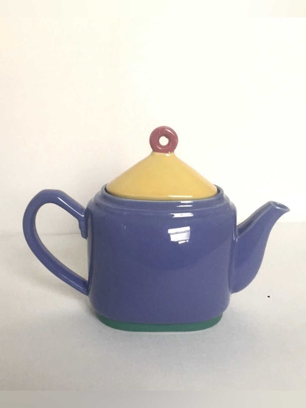 Colorway By Lindt Stymeist 80’sCeramic Teapot Blue with Yellow Lid Japan